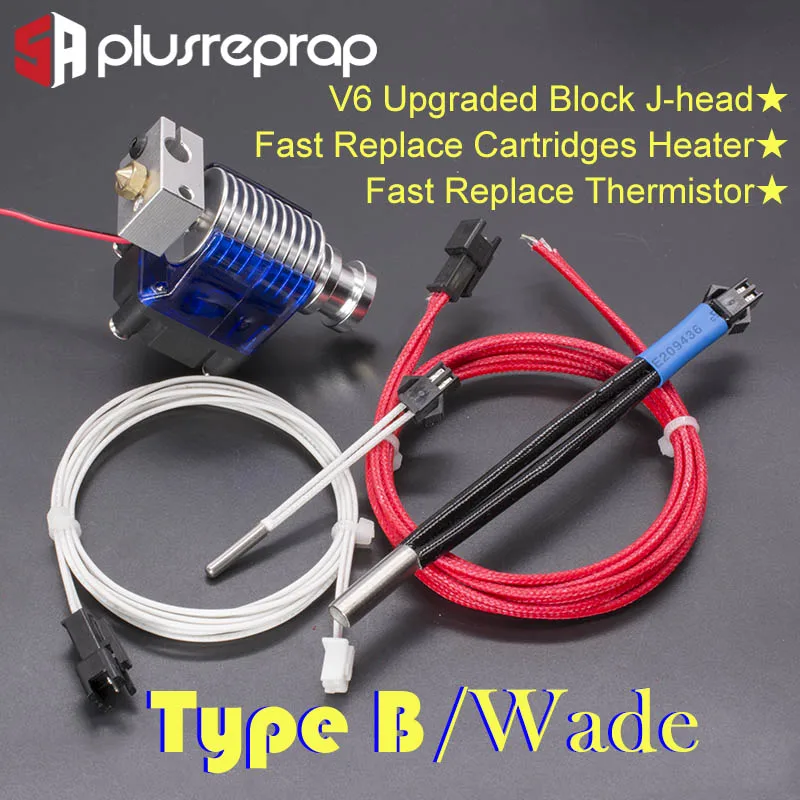 V6 J-head 12V 24V все металлические Hotend Уэйд или экструдер Bowden в нагреватель термистор Вентилятор Насадка теплоотвод для 1,75/3 мм 3D-принтеры часть