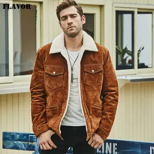 FLAVOR New Мужская куртка из натуральной кожи с искусственной овчиной, теплое пальто для мужчин