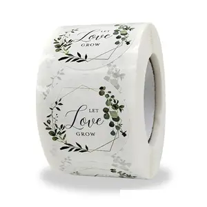 1,5 дюймов Let Love Grow эвкалипт стикеры 500 шт. бумажные этикетки для свадебных подарков для Baby Shower Стикеры для невесты