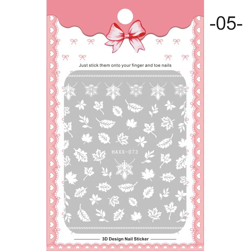 05 1 Pc Colorful Marple Leaf Black 3D Nail Sticker Nail Art Transfer Stickers Paper Nail Decorations DIY Designs Accessories - Color: 05