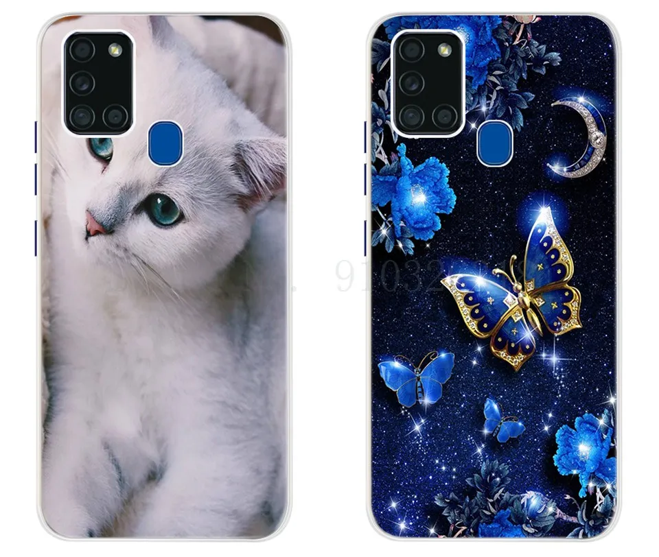 Чехол для Samsung Galaxy A21s Модный чехол матовый мобильного телефона A217F мягкая