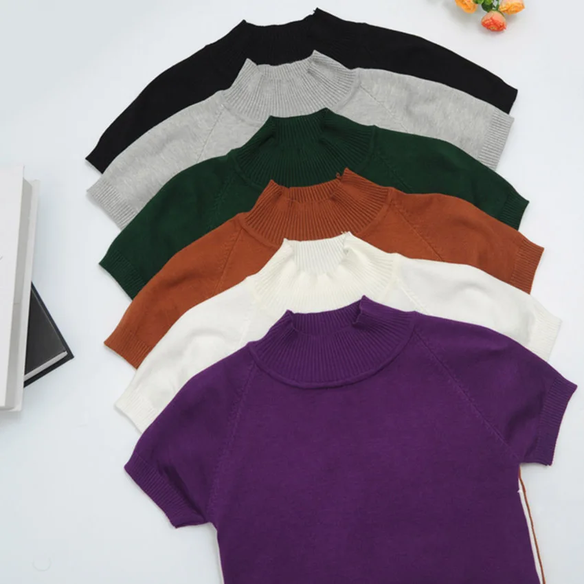 6 цветов летние тонкие трикотажные топы женская футболка с коротким рукавом