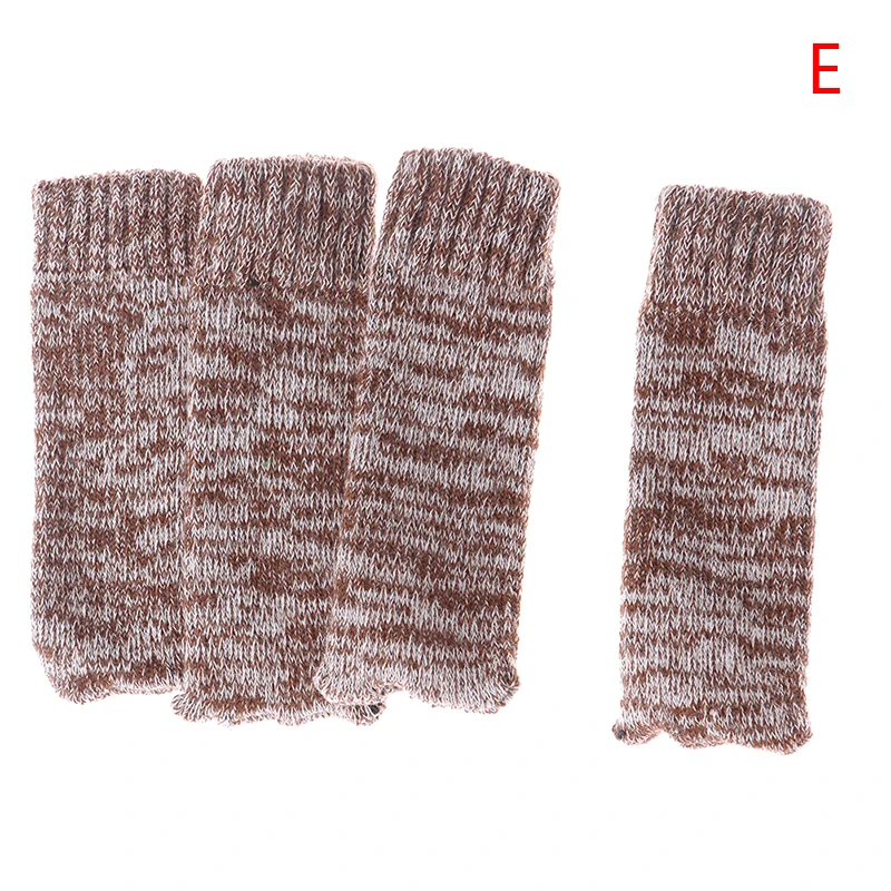

4PCS Knitted Chair Leg Cover Socks Floor Protector Table Foot Knitting Socks Skidproof Door Handle Cover Home Decor