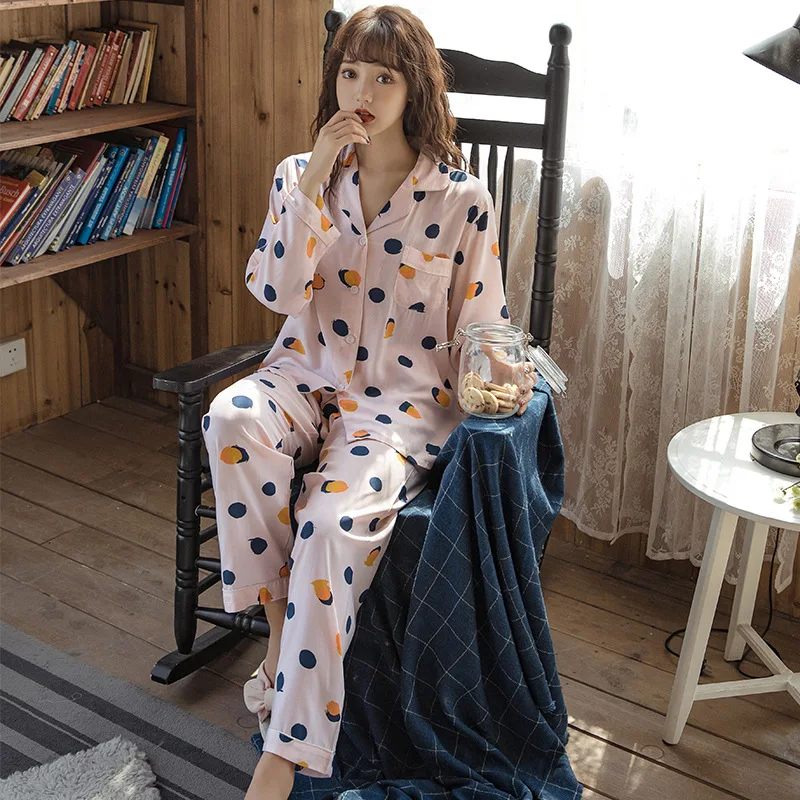 20210 летний женский пижамный комплект с длинными рукавами модная Домашняя одежда