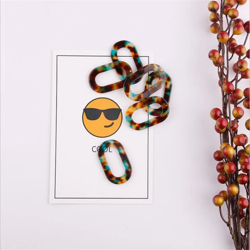 500pcs/lot new acetic acid Oval charms connectors for diy fashion earrings necklace acrylic beads jewelry accessories material