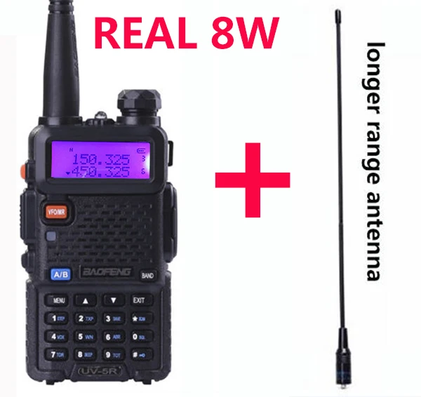 add antenna Портативная радиостанция удобная портативная рация 10 км BaoFeng UV-5R 8 Вт Западная любительская радиостанция коммуникатор x работа радио связь - Цвет: add antenna