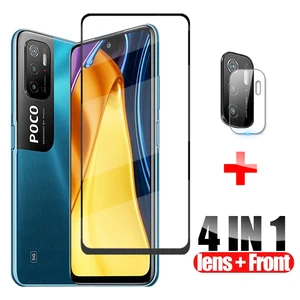 protective glass on poco m3 pro 5g full cover tempered glass for xiaomi poco m3 pro x3 f3 gt screen protector camera lens glass free global shipping