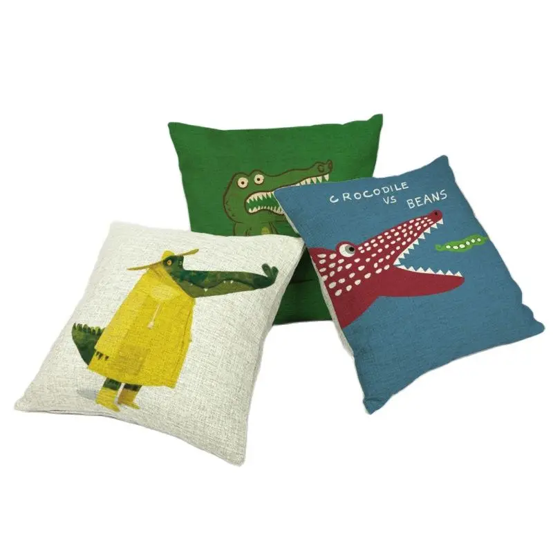 Чехол для подушки с рисунком крокодила и птицы гитара кролик домашний двор декор