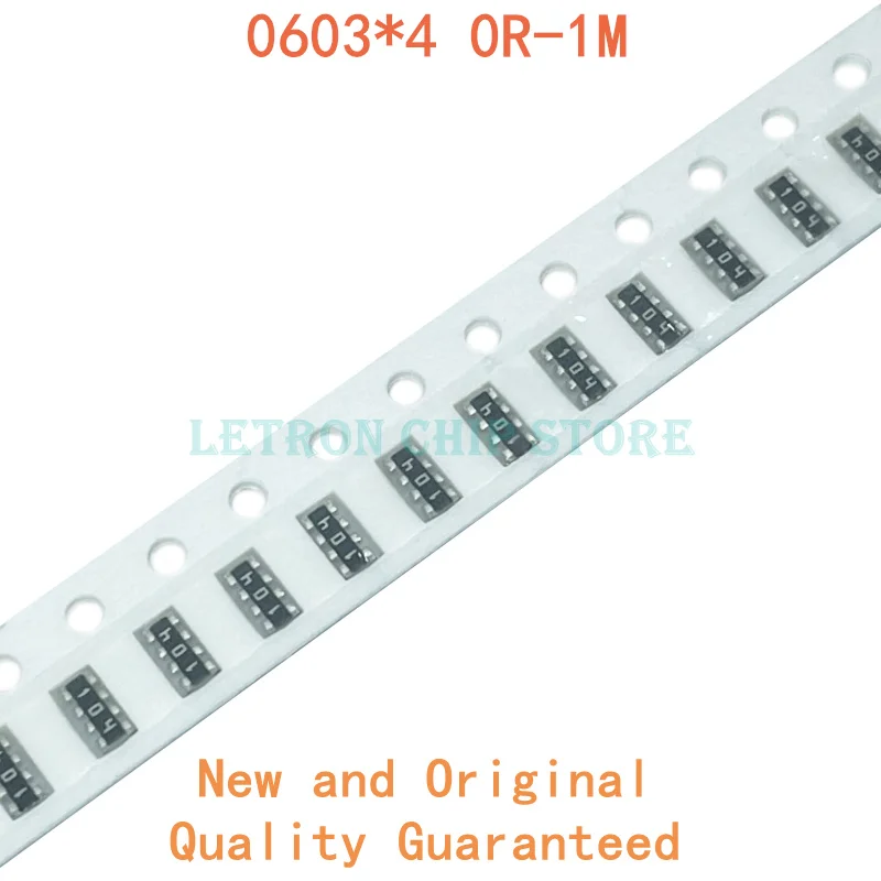 

100pcs 0603*4 8P4R 2*4P Network Resistor SMD array 0 ~ 910 ohm 1K ~ 910K 2K 2.2K 4.7K 10K 22K 47K 100K 1M 1 10 100 220 470 ohms