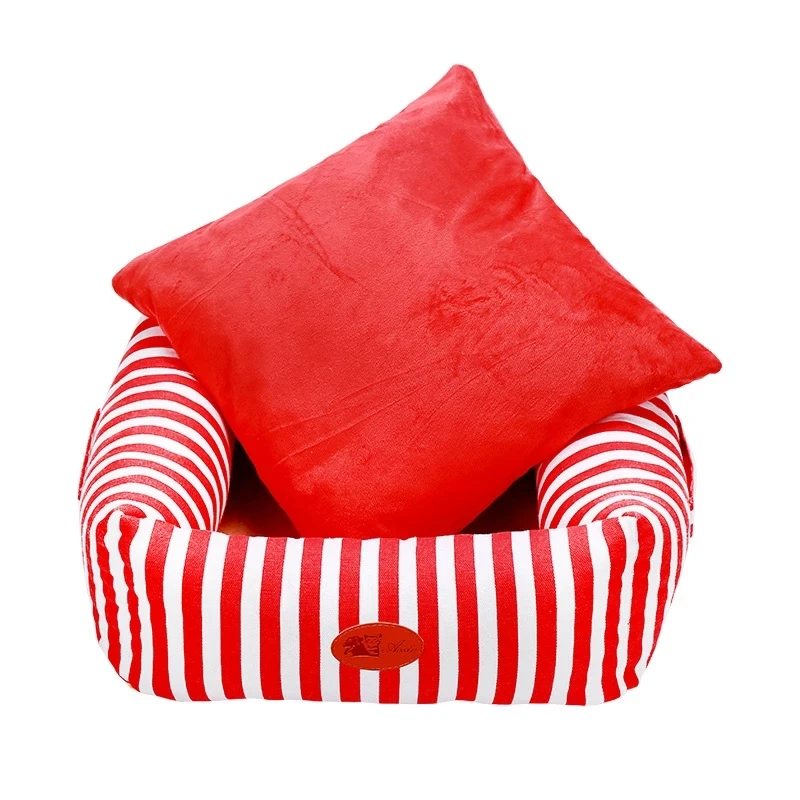 

Waterproof Bottom Soft Cotton Stripe Pet Sofa Dog Beds Warm Cat Bed House Mat Petshop Pet Supplies
