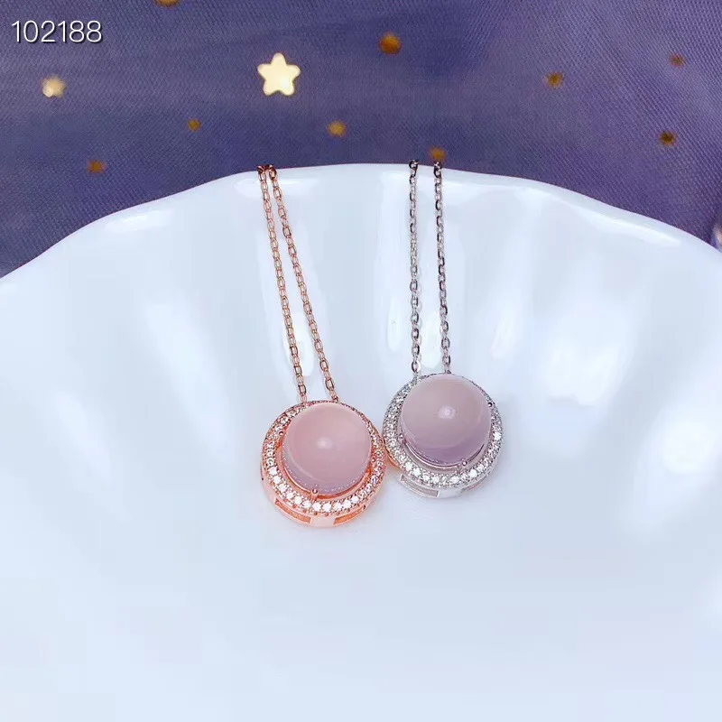 

10mm Natural Pink Rose Quartz Pendant Necklace Jewelry For Woman Lady Round Beads Silver Sterling Love Crystal Gemstone AAAAA