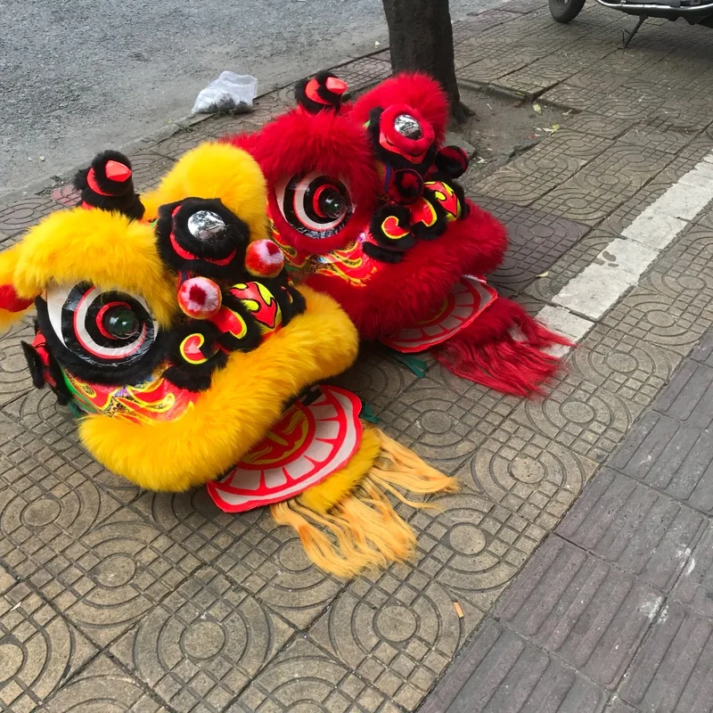 Танцевальный Костюм-талисман китайского льва из чистой шерсти нарядное платье