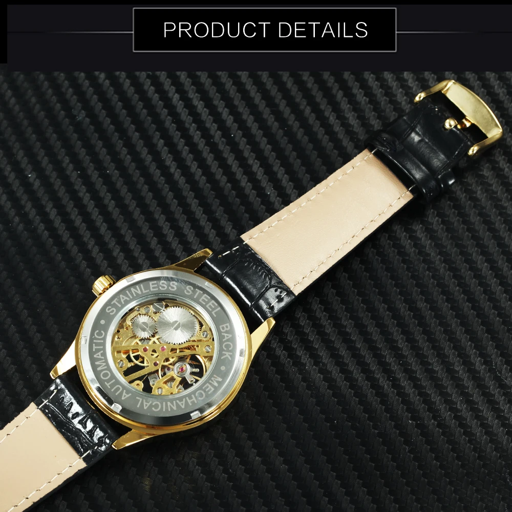 Часы наручные WINNER Мужские механические модные роскошные золотистые