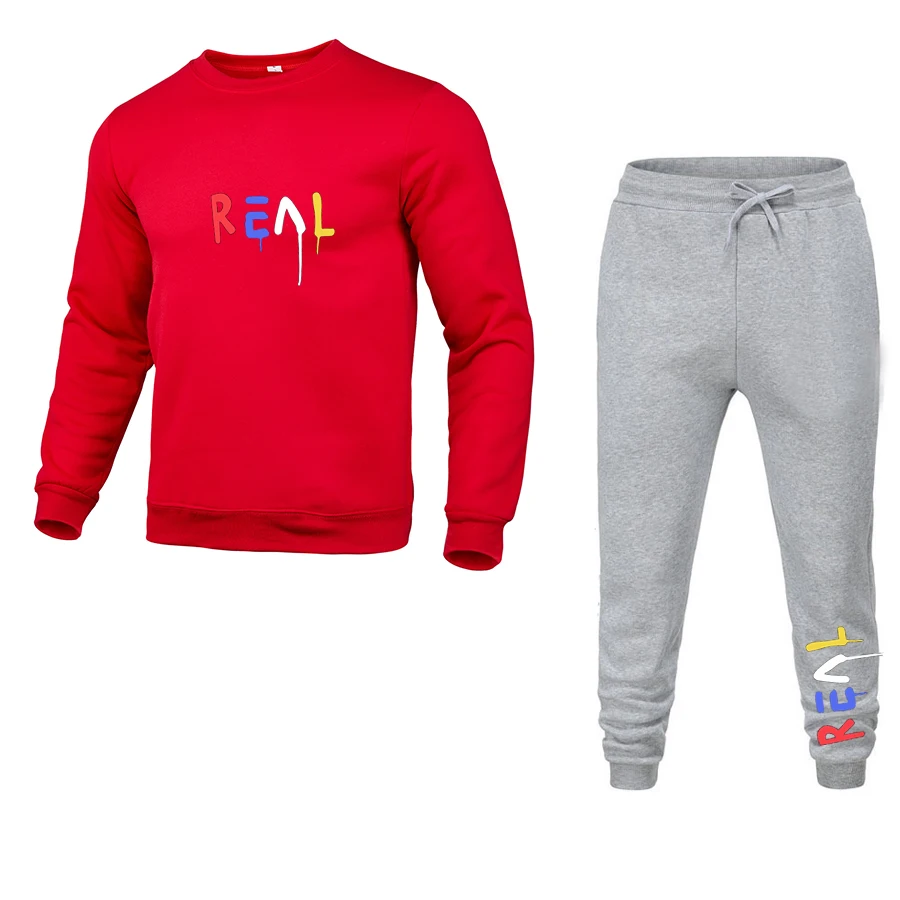 

New Fashion Crew neck Mens Clothing PulloversMen Tracksuits Hoodie Two Pieces + Pants Sports Shirts Fall Winter Track suit