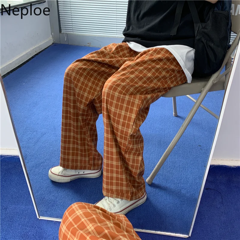 Винтажные летние брюки в клетку японском стиле Харадзюку Neploe женские