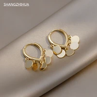 elegant metal heart shaped gold disc tassel earrings for woman korean fashion jewelry gothic girls unusual earrings accessories