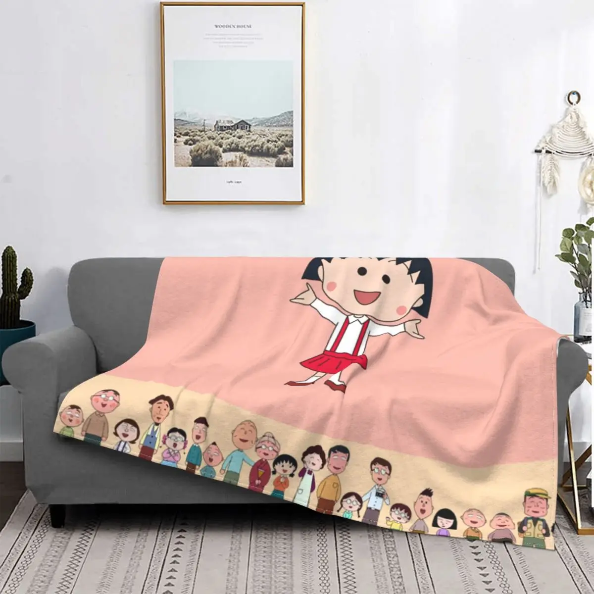 

Chibi Maruko Chan Sakura Kyoko Cartoon Animation Blankets Coral Fleece Plush Decoration Bedroom Bedding Couch Bedspread