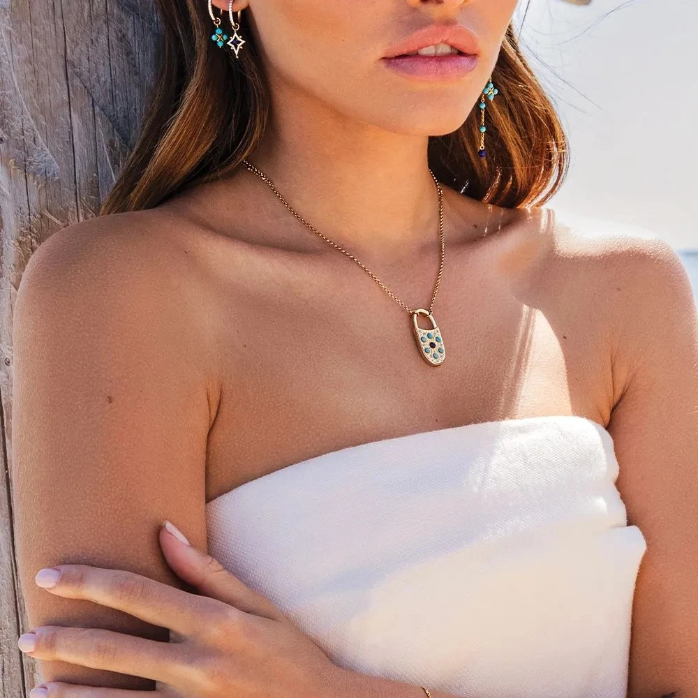 

Lock Pendant Necklace Round Medal Necklace Adjustable Chain Necklace For Women Statement Jewelry Collier Femme