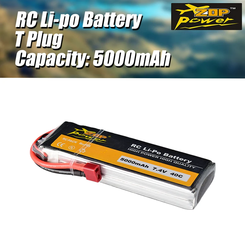 ZOP Power 7 4 в 5000 мАч 40C 2S Lipo батарея с Т образным разъемом сменная для