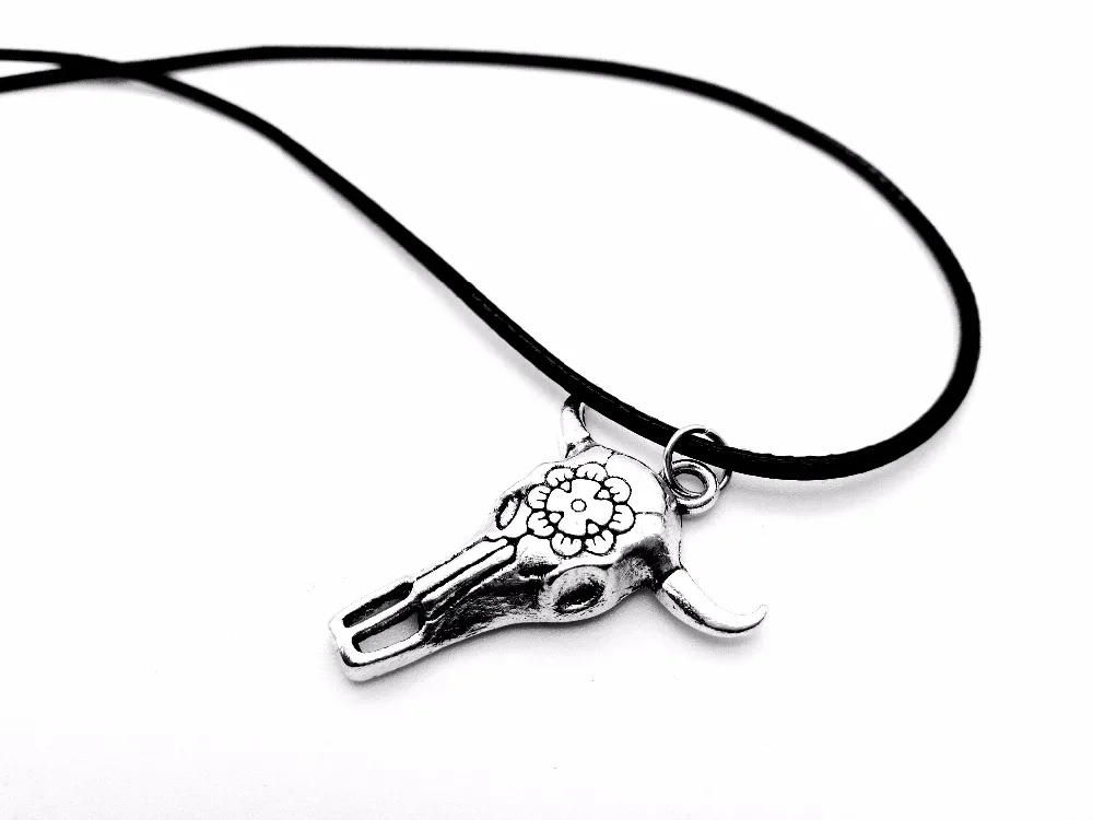 Викинги скелет череп голова руля ожерелье очарование кулон животное Телец