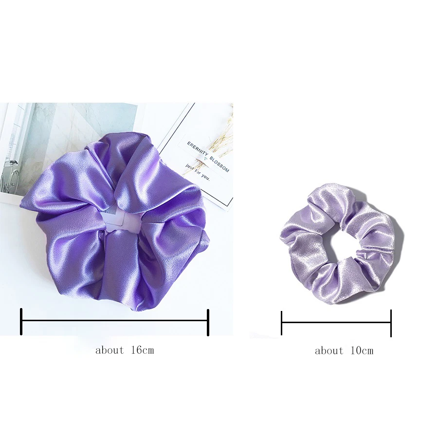 

2pcs/set Women Oversize Satin Scrunchie Multicolor Elastic Hair Band Solid Color Small Hair Ring Ponytail Holder Hair Accessory
