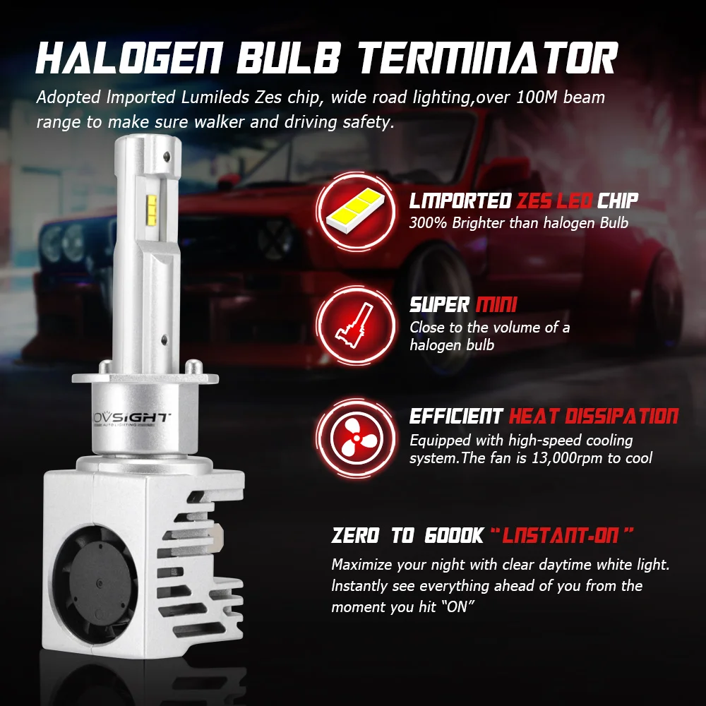 Светодиодная автомобильная лампа NOVSIGHT H7 12 В H11 H4 9005 9006 55 Вт HB3 HB4 H1 H3 Автомобильная