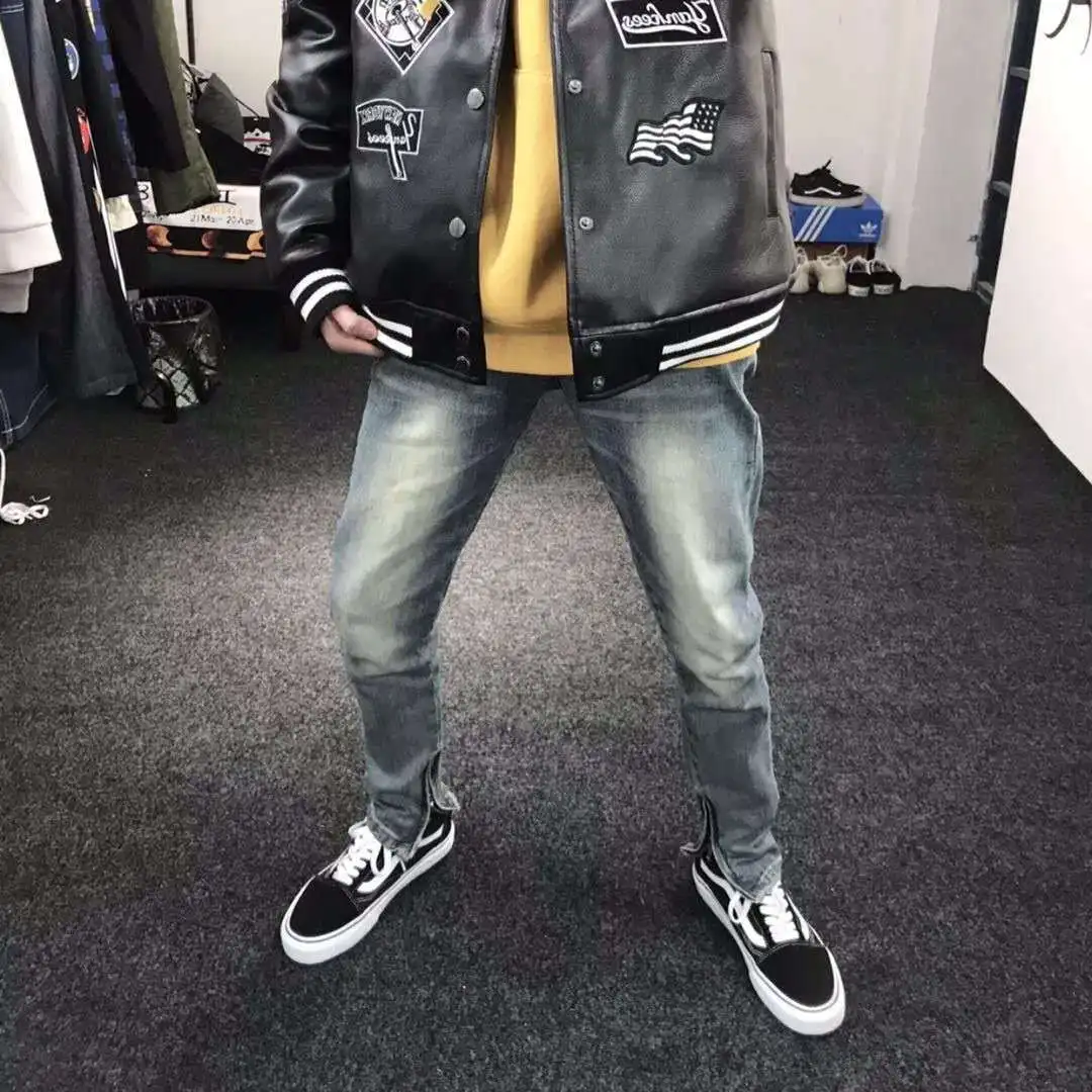 Men's fashion,Ripped ,distressed,elastic trousers,hip hop for men,zipper,casual man,skull,bleached ,Harem Pants,pencil pants