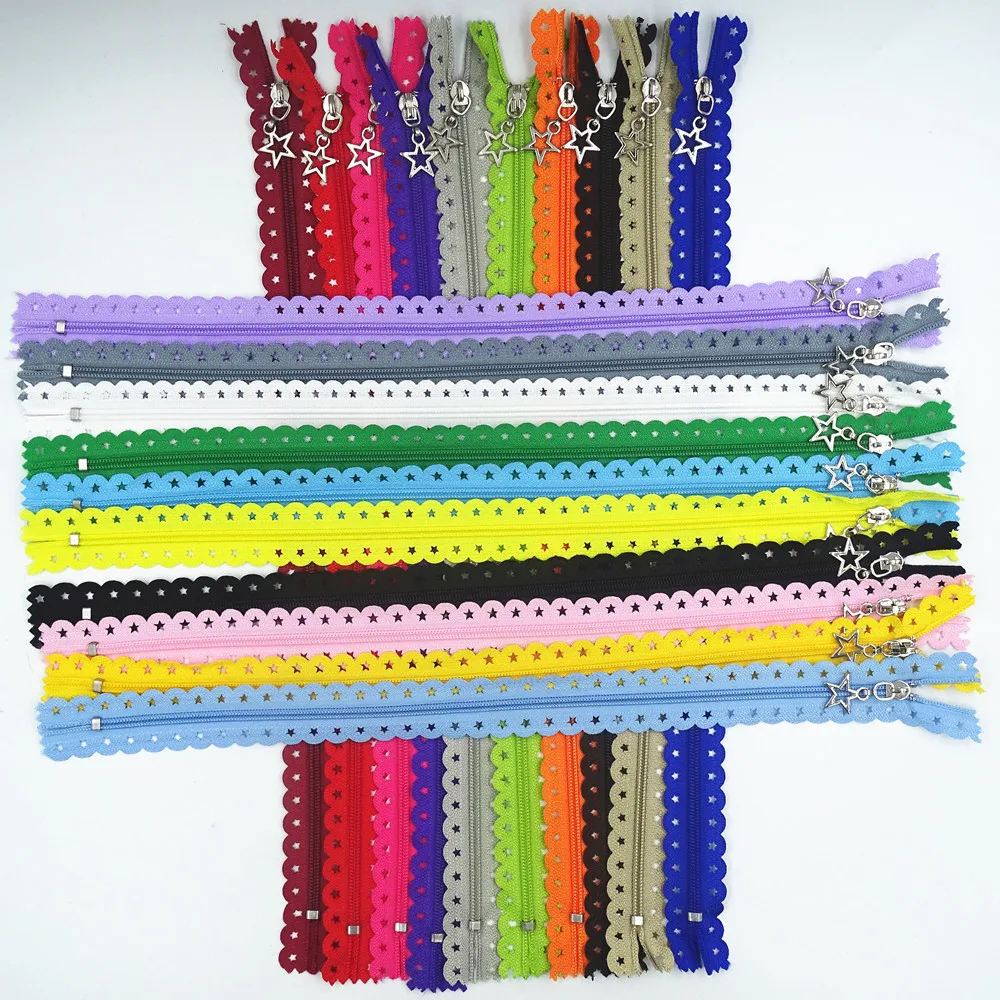 

20Pcs 3 # Star Lace (12 inch) 30 CM Nylon Coil Flower Zipper Suitable For Clothes And Skirts
