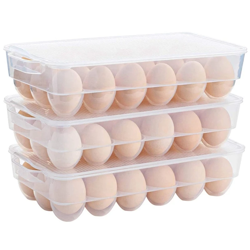 

Прозрачный контейнер для яиц, 3 упаковки, пластиковый контейнер для хранения яиц в холодильнике, контейнер для яиц с крышкой, вмещает 18 яиц