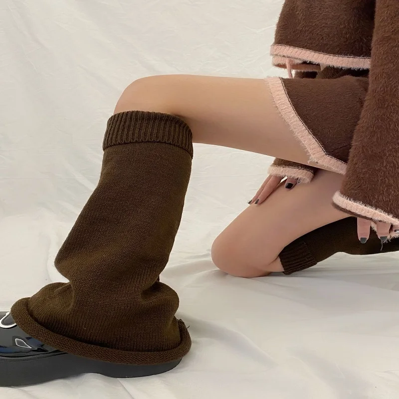 Autumn and Winter Women's Pile Socks Fashion Acrylic White Socks in the Long Tube Thinner Horn Wide Legs Lolita Warm Knee Pads