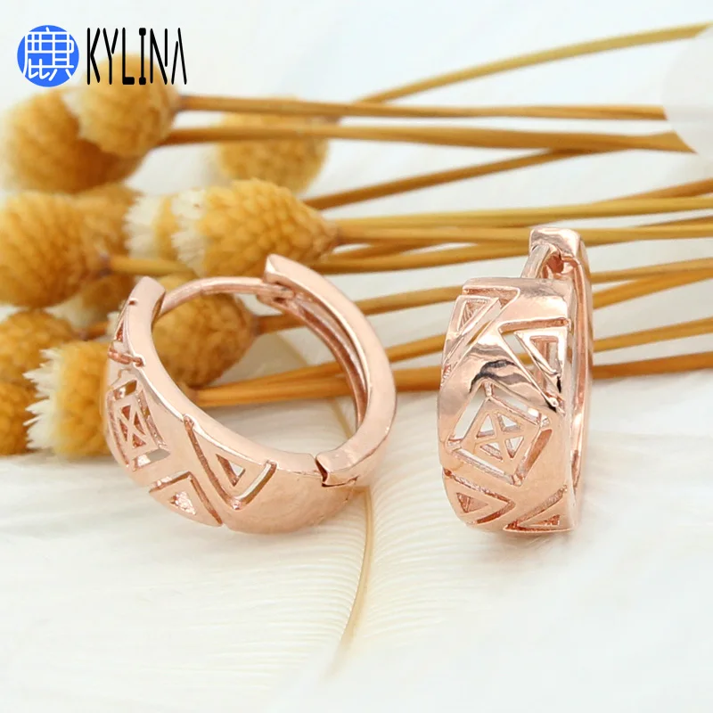 Женские серьги-подвески KYLINA простые Винтажные серьги из розового золота 585 пробы