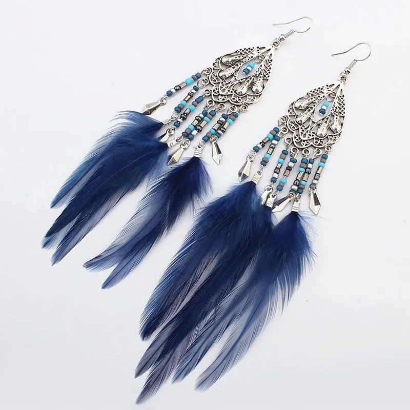 Модные Ретро преувеличенные богемные капли воды бусины в виде риса перо