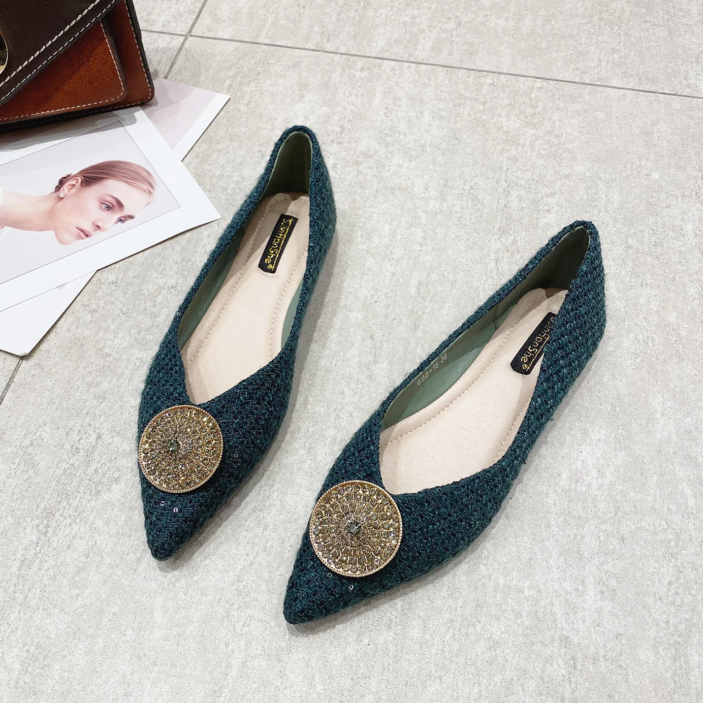 

Shoes Woman Flats Casual Female Sneakers All-Match Shallow Mouth Pointed Toe Elegant Dress Boat New Summer Lace-Up Spring PU Rub
