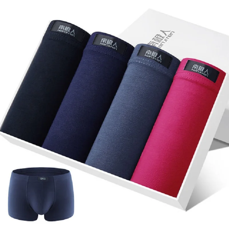 4pcs/Lot 6XL 5XL Men'S Boxer Underwear 100% Cotton Boxers Loose Man Breathable Panties Solid Shorts Brand Underpants Plus Size