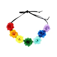 ins new color artificial flower hairband floral lace wreath seaside beach party hair accessories bohemian headbands for women