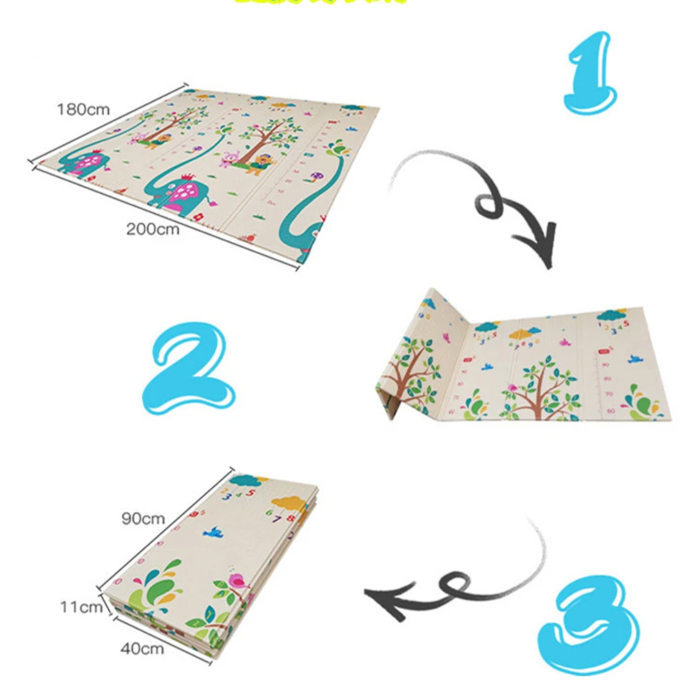 Детский игровой коврик 200*180*1 см складной для ползания водостойкий XPE пена