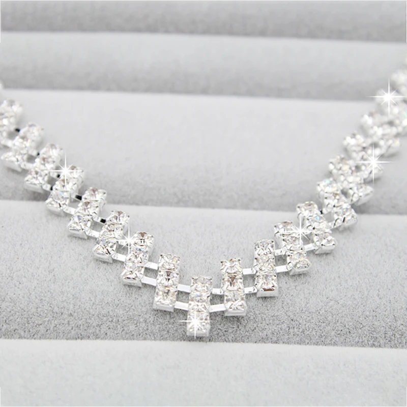 Женское Ожерелье Серьги набор Свадебные ювелирные изделия Блестящий горный