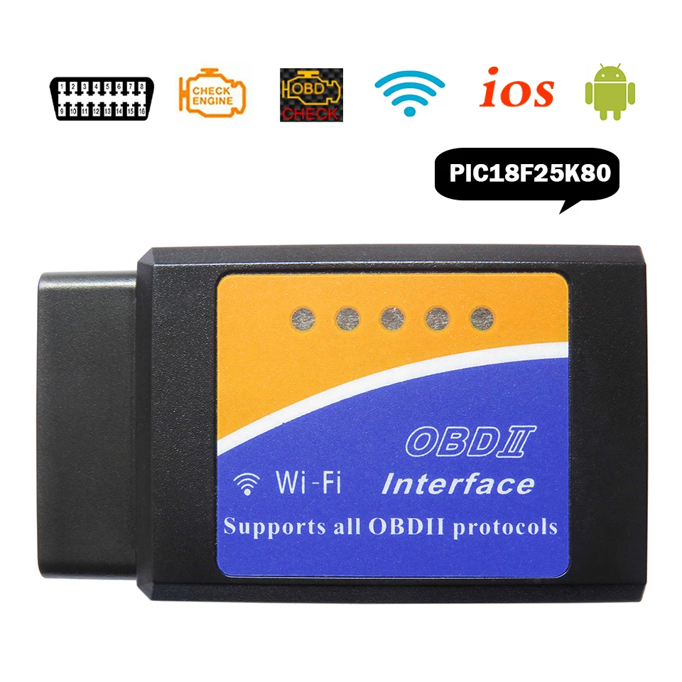 ELM-327 OBD2 Scanner For Car ELM327 WiFi V1.5 Auto Diagnostic Tools ELM 327 V 1.5 Wi-fi Obd 2 Code Readers Scanner For iOS