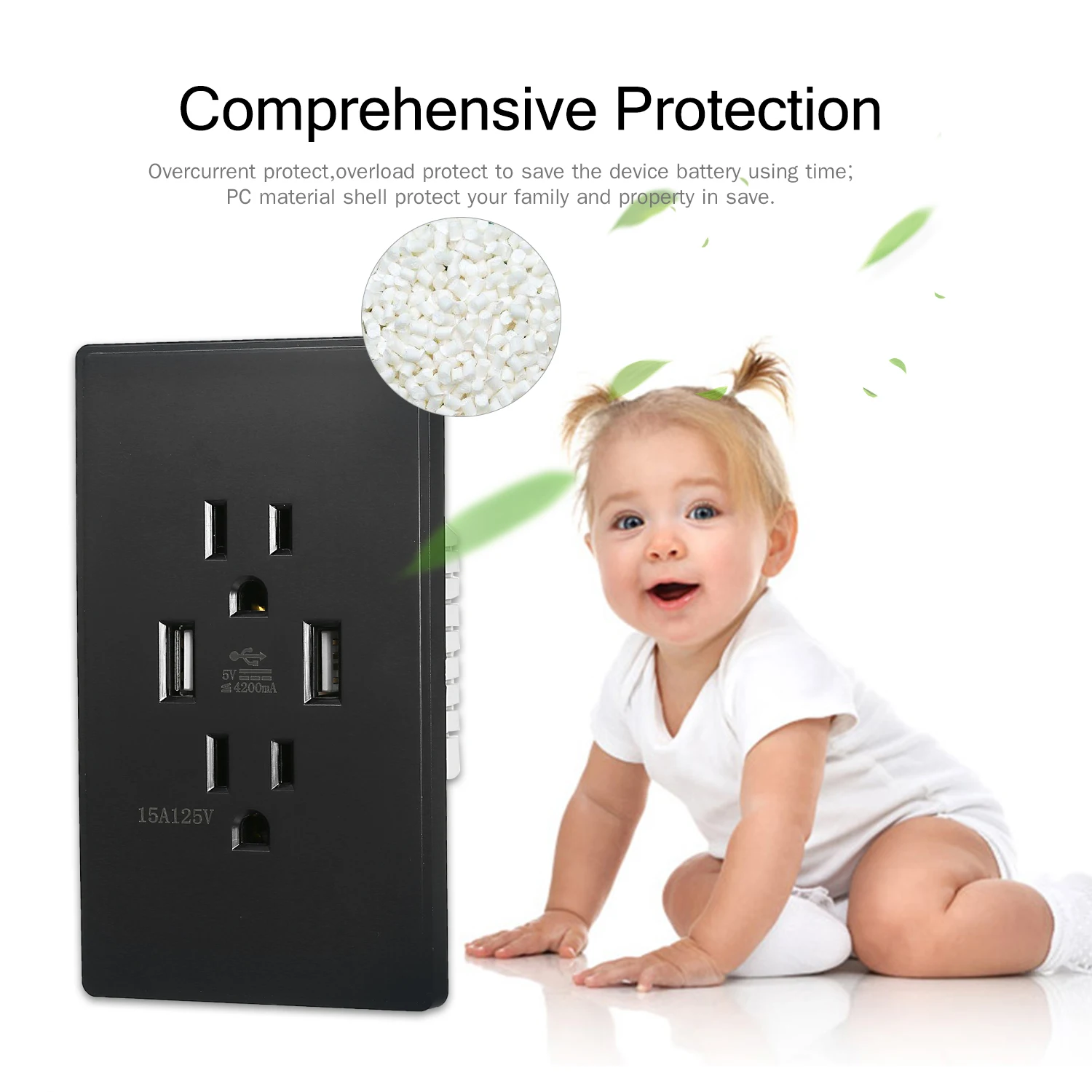 Высокоскоростная настенная розетка с зарядным устройством USB электрическая