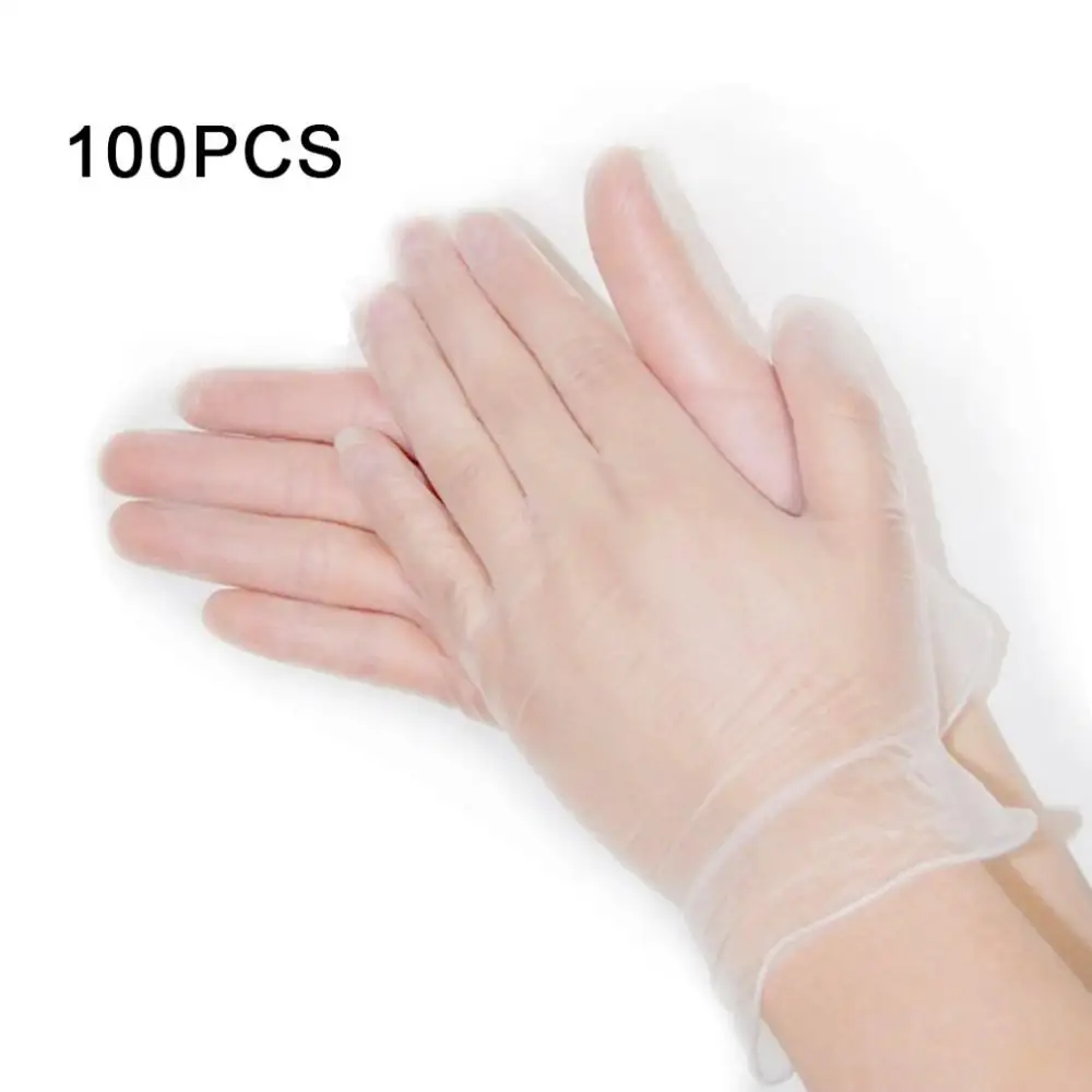 100 шт бытовые Одноразовые ПВХ защитные перчатки для мытья
