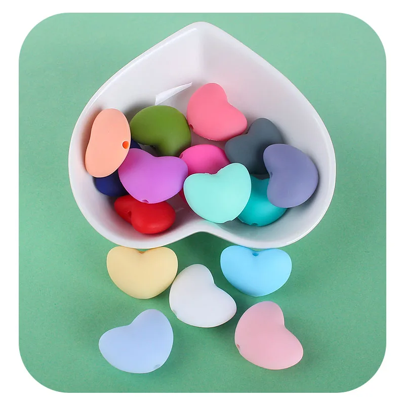 

XCQGH 50Pcs Love Heart Mini Rodent Silicone Teething Beads for DIY Baby Teether Products Wholesale
