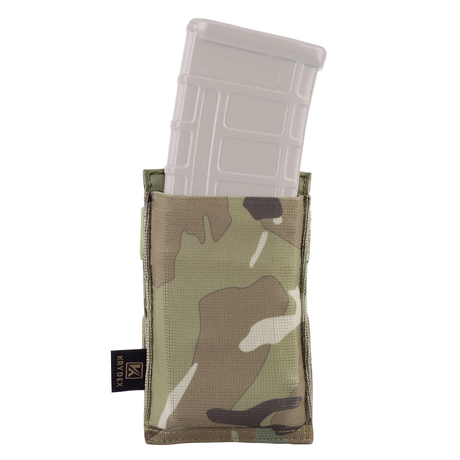 

KRYDEX Tactical Single 5.56 Magazine Pouch Open Top High Speed Fast Draw Elastic MOLLE / PALS Carrier Rifle Mag Pouch Multicam