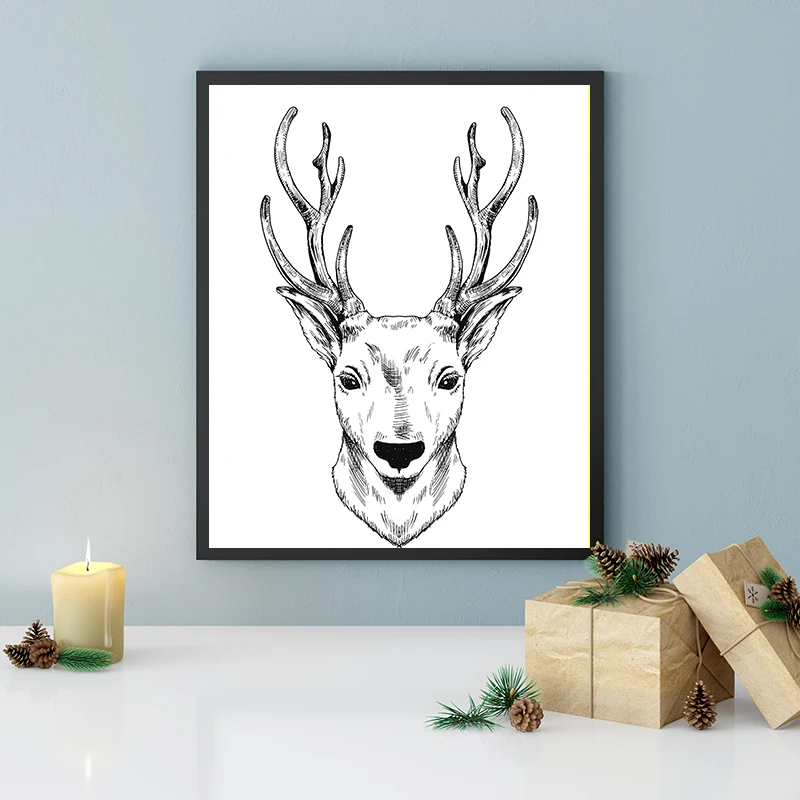 

Interior Artistic Decor Animals Deer Living Room Wall Art Posters Bedroom Home Decorative Paintings Canvas Pictures Unframed