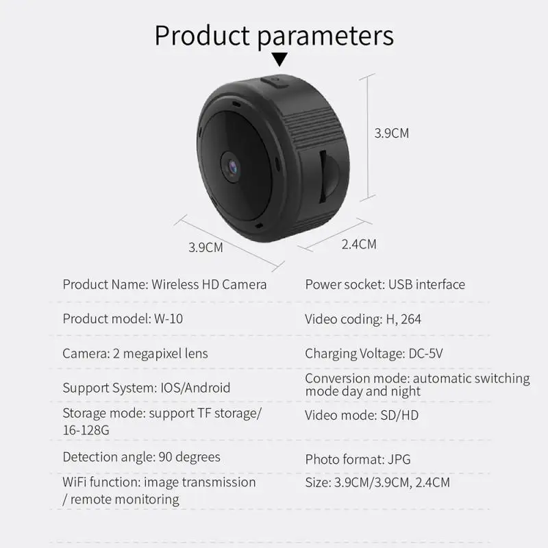 Камера W10 WIFI Mini 1080P Full HD DVR беспроводная камера для хранения видео с поддержкой TF/16