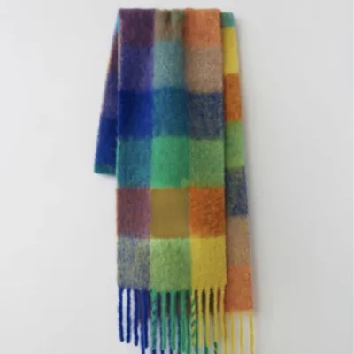 Style 7 green blue Женский зимний шарф, большой шарф из пашмины, Модные леопардовые шарфы в клетку с длинными кисточками, женские теплые шарфы, шали, смешанный дизайн - Цвет: Style 7 green blue