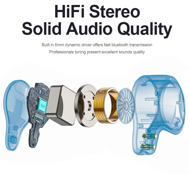 

CDEN Wireless Headphones Bluetooth 5.0 Earphone TWS HIFI Mini In-ear Sports Running Headset Support iOS/Android Phones HD Call