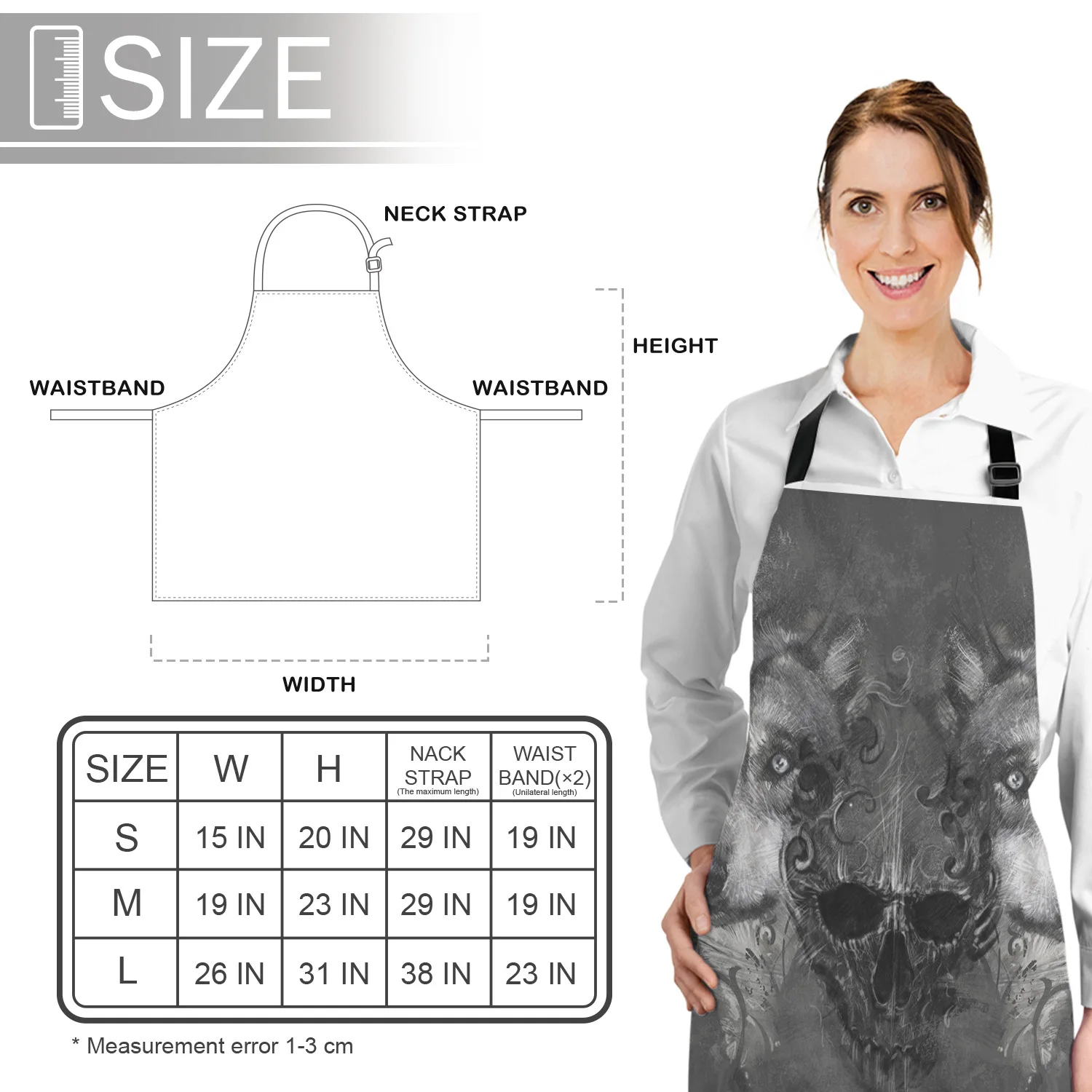 Кухонный Фартук с волчьим черепом регулируемый нагрудник для барбекю в виде