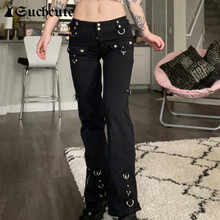 Suchcute-pantalones vaqueros con remaches punk para mujer...