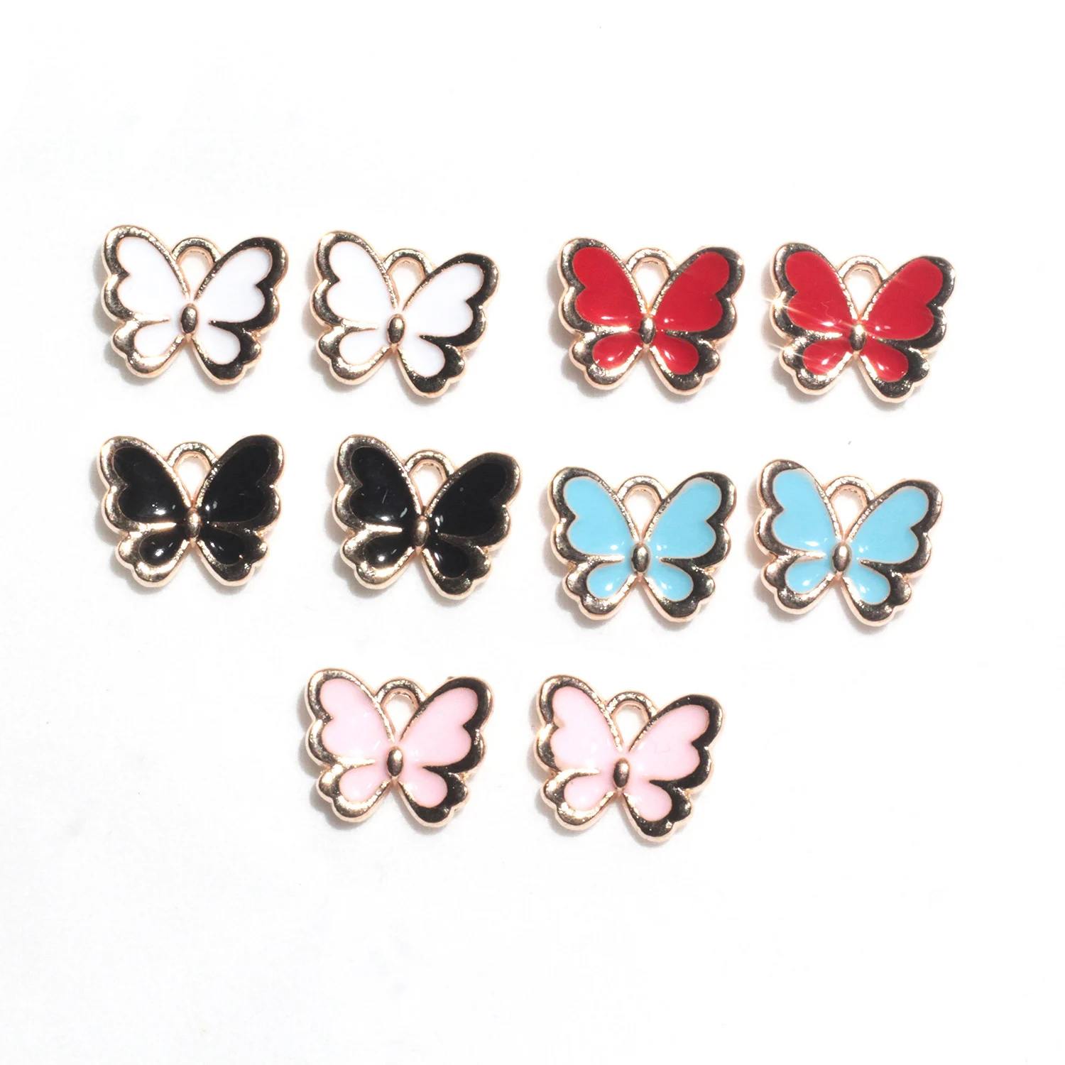 

10Pcs 10*13mm Colorful Butterfly Enamel Charms For Women Earrings Necklace Jewelry Making Pendants Handcraft Accessories