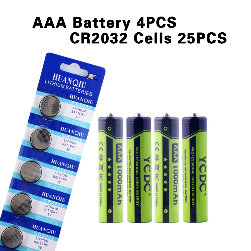 4 шт. никель металлогидридные аккумуляторные батарейки AAA 1000 мАч 1 2 в + 25 кнопочных